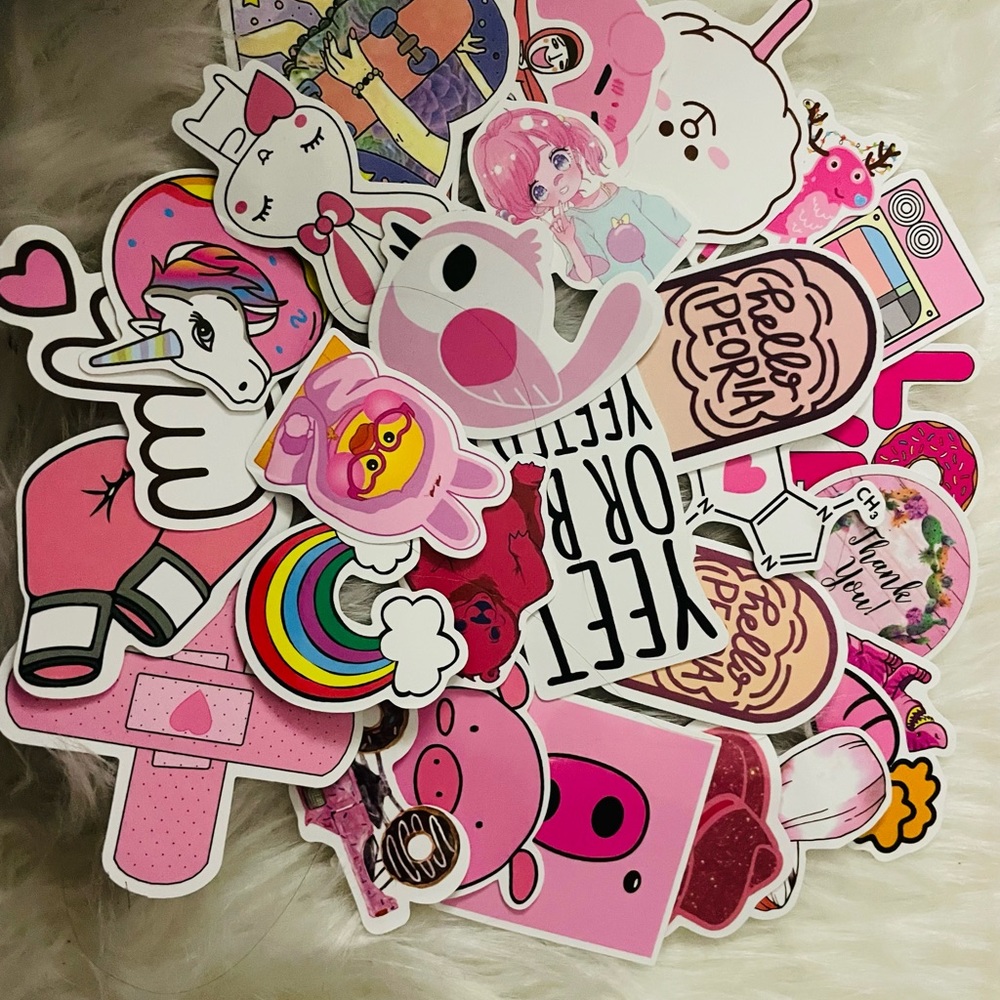 30 pink hydroflask stickers